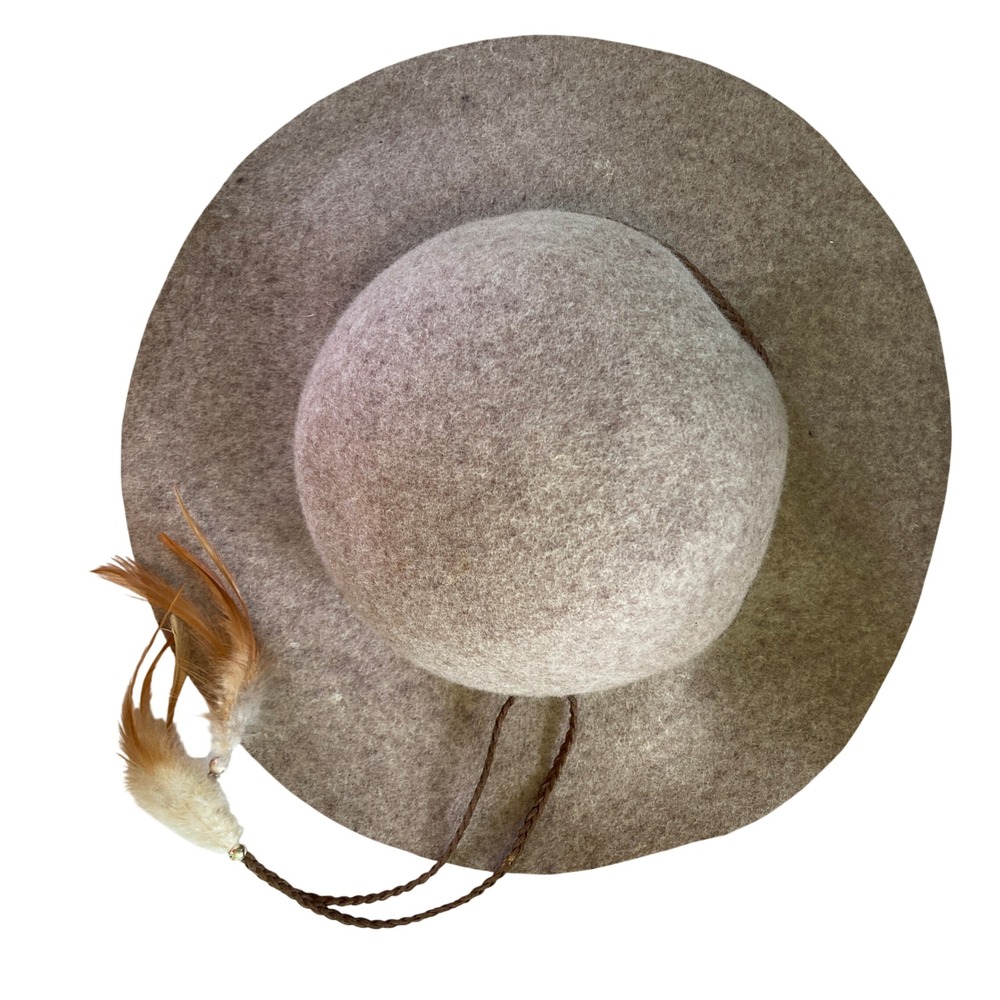 American Eagle Outfitters Wool Wide Brim Floppy Hat Boho Feathers Hippie